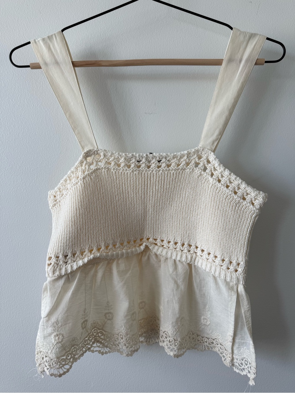 Zara Babydoll Cropped Cotton Crochet Tank - Picture 5 of 5